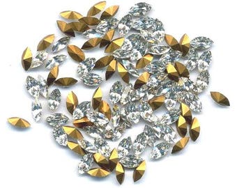 Rhinestone navette 6 x 3 mm Preciosa color crystal