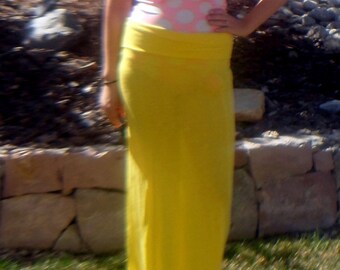 Women's medium yellow maxi swim skirt