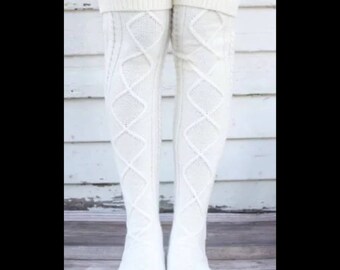 Cable Knit Over the Knee Socks