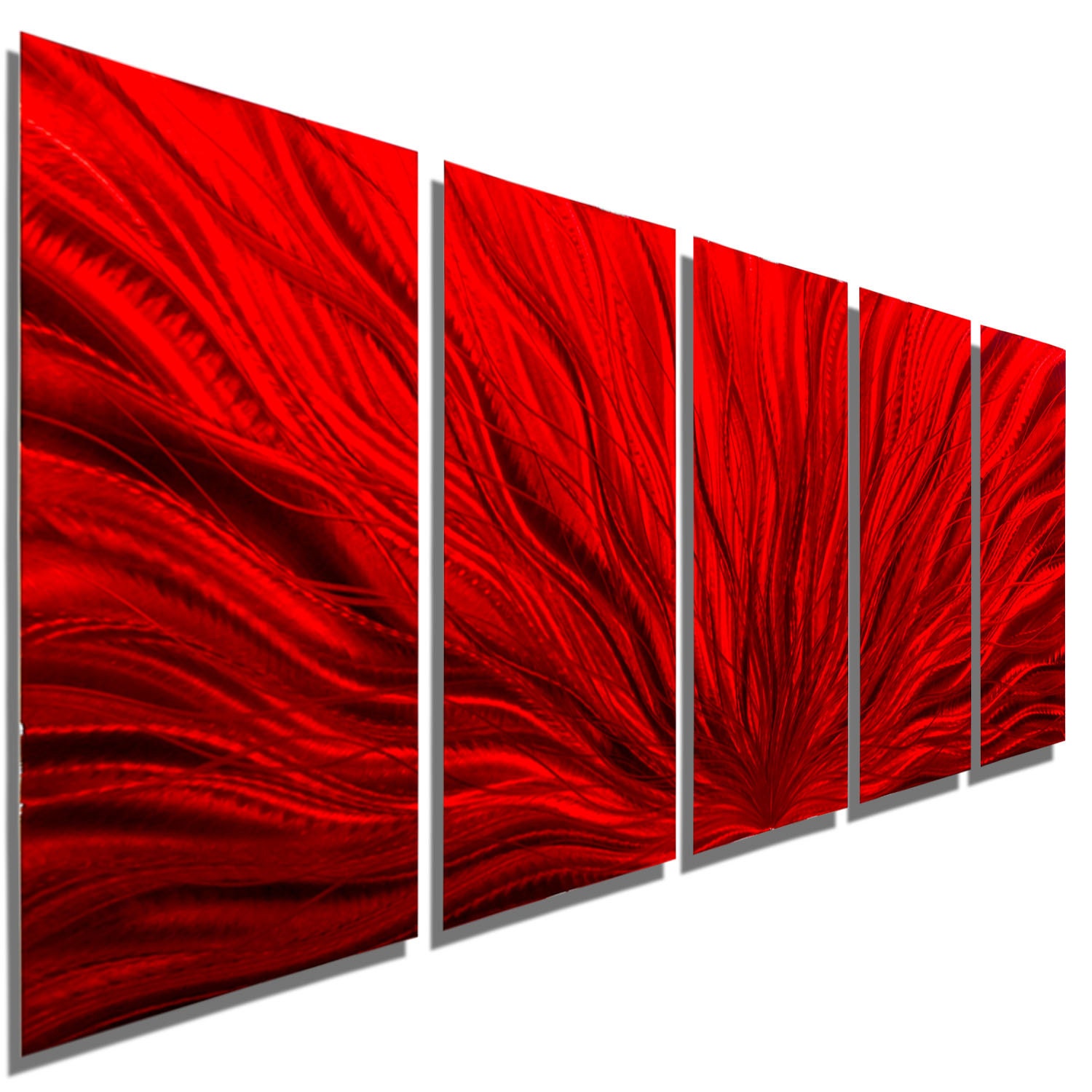 NEW Large Contemporary Wall Sculpture in Red Modern Multi