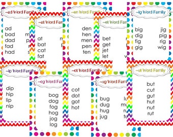 10 printable word family posters full page classroom wall charts 85 x 11 inches
