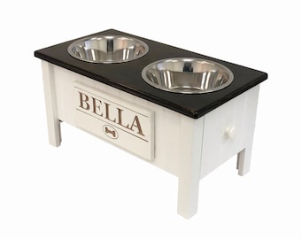 Customized Dog Food Station with Storage | Raised Dog Food Bowl | Handmade Dog Feeder with Storage