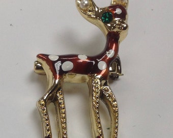 Vintage Enamel Fawn Scatter Pin