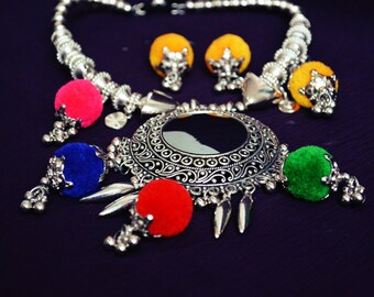 German Oxidized Dual Tone Necklace set