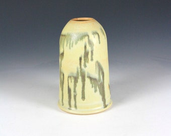 Yellow Orange and Blue Brown Drips Ceramic Vase, Unique Clay Kitchen Utensil Holder, Modern Home Decor, Table Centerpiece, Flower Bud Vessel