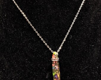 Jasper, wire wrapped, pendant necklace
