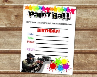 Blank Paintball Invitations 3