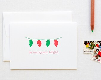 Merry and Bright Lights Holiday Letterpress Card