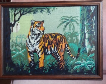 Vintage Tapestry Hunting Tiger