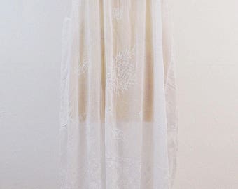 Goddess Indian Dress | 70s vintage India cotton dress | 1970s Deadstock ultra sheer Voile gauze BOHO dress | Hand embroidery Bohemian dress