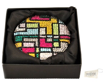 Swarovski ELEMENTS Kristall kompakte Tasche Runde Kreis klappbarer Multi Muster Spiegel