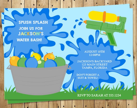 Water Birthday Party Invitations 4