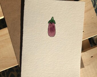 Hand Painted Eggplant Note Card