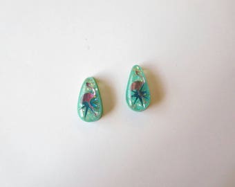 Pink flamingos confetti Lucite earrings