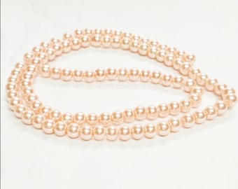 Pink Glass Pearls | 4mm Glass Pearls | Pink Pearl Beads | Beading Supplies | 4mm Round Beads | Small Glass Beads | Jewelry Supply