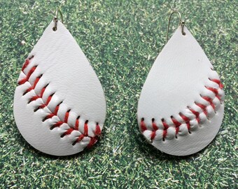 Baseball earrings, baseball teardrop earrings