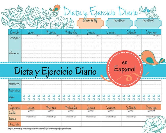 Weight Loss Journal en Espanol Food Diet Exercise Log in