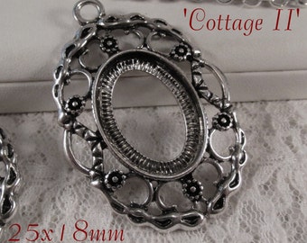 25x18mm Antique Silver Setting - 'Cottage II' - 1 pc : sku 08.07.15.6 - W41
