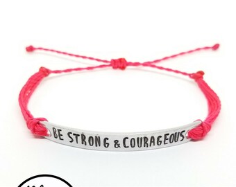 Joshua 1:9 Bracelet | Be Strong and Courageous | Courage Bracelet | Inspirational Message Bracelet | Hand Stamped Christian Jewelry
