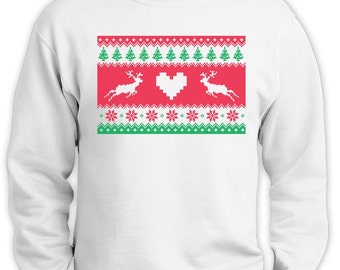 Reindeer Ugly Christmas Sweater Strip Men Funny Sweatshirt