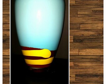 Light Blue Yellow Stripe Vase
