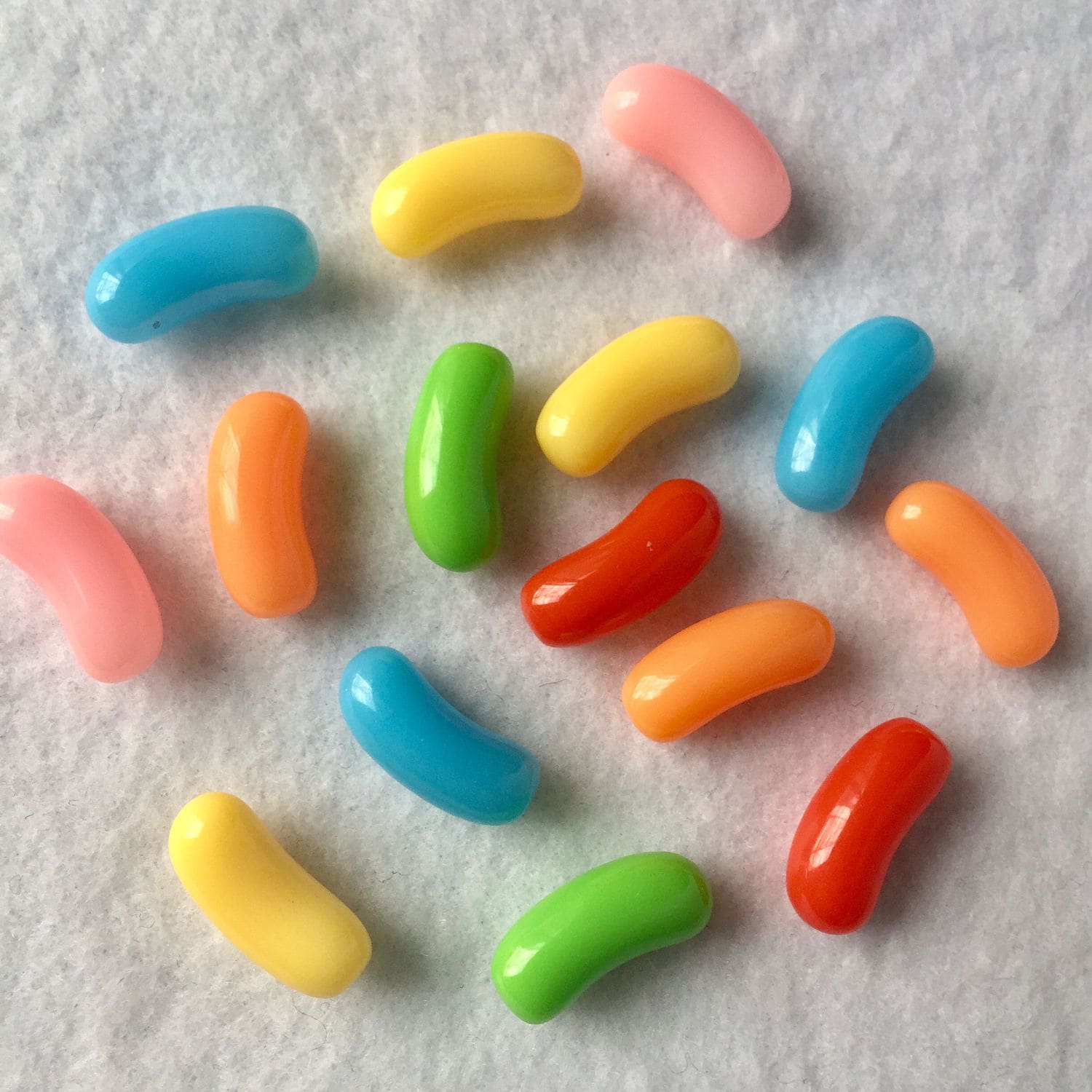 15 pc fake jelly bean cabochons jelly bean beads plastic jelly beans