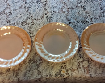 Anchor Hocking Shell Peach Luster Luncheon Plates - Set of 3