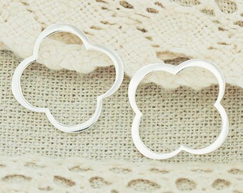 4 of 925 Sterling Silver Clover Links, Connectors 20mm. :tk0007