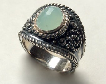 Jade Ring, engagement ring, stone ring, bohemian jewelry, Tibetan ring, gypsy ring, filigree ring, boho chic ring - The Real Thing R2243XX