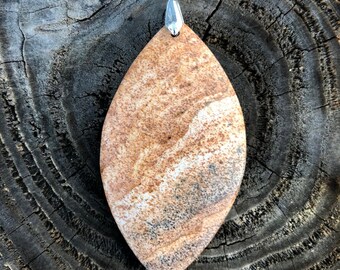 Orange Jasper Stone Pendant With Silver Plated Bail - Yellow Jasper Pendant Necklace - Jasper Pendant Jewelry - Gift For Her