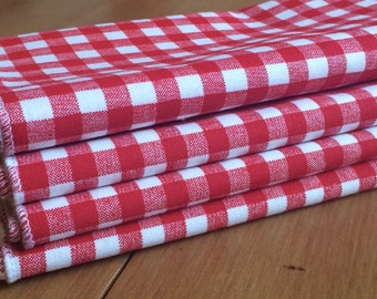 Red and White Checks Cloth Napkins, Set of 12