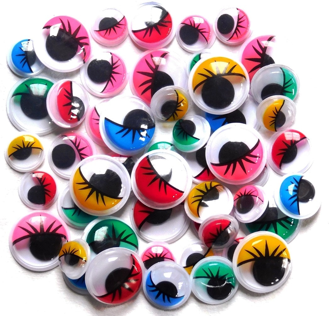 Wiggle Eyes with Eyelashes 50 assorted sizes and colours