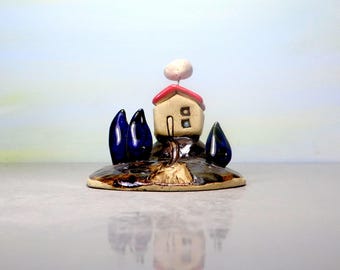 Miniature house, Ceramic house, Little house, Small house, Clay house, Miniature doll house, Fairy house, Ceramics and pottery, Home decor