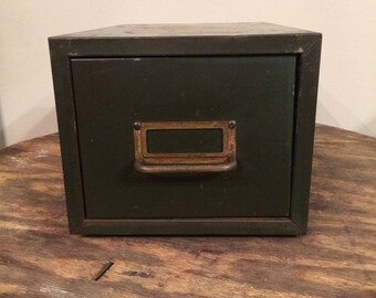 Vintage Metal Card File Box 1960's File Box Vintage Storage