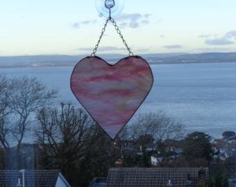 Large wispy pink glass heart