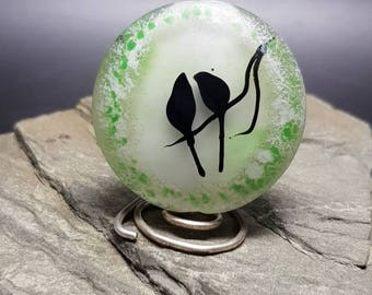 Lampwork Glass Focal Bead - handmade - Kimono Love Birds