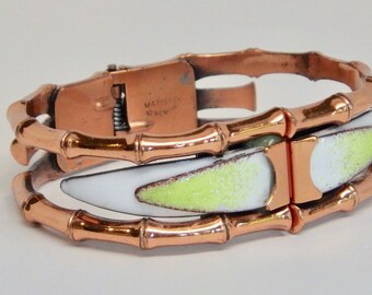 Vintage Copper and Enamel Matisse Renoir Clamper Bracelet