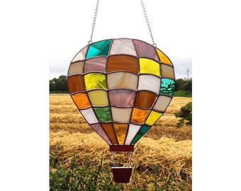 Handmade Stained Glass Hot Air Balloon Suncatcher Decoration Gift