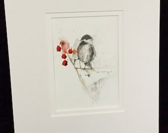Chickadee Pencil and Watercolour on Paper