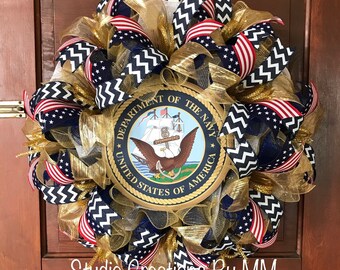 Navy Wreath, US Navy, Military Wreath, Veteran Wreath, Semper Fortis, United States Navy, Military, Memorial Day, Veteran's Day, Navy