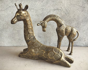 Midcentury Decor Brass Giraffe Statues, Brass Figurines, Brass Decor, Giraffe Gifts, Home Decor, Safari Decor, Animal Lover Gift Wildlife