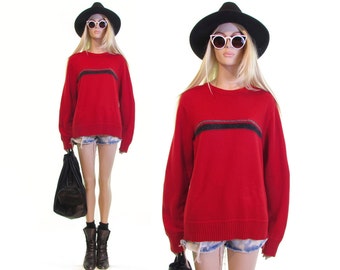 Tommy Hilfiger sweater 90s Tommy Hilfiger vintage clothing striped sweater 90s hip hop clothing red sweater 90s grunge 90s sweater men women