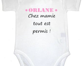 Bodysuit with Grandma anything personalised with name