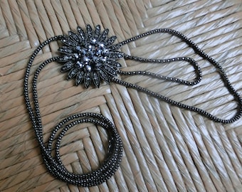 Long chain with flower pendant, necklace, metal chain, bijouterie, цепочка с подвеской цветок, длинная цепочка