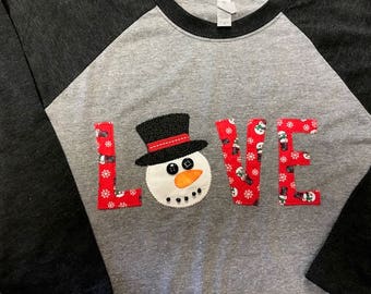 Snowman Winter Appliqued Shirt