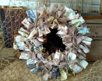 Front Door Decor - Rag Wreath - Primitive Decor -Spring Decor - Wall Hanger - Door Hanger - Primitive Wreath - Primitive Spring Decor - Faap
