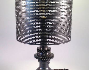 Modern Industrial | Vintage Industrial Table Lamp with Metal Shade | Gears | Steampunk