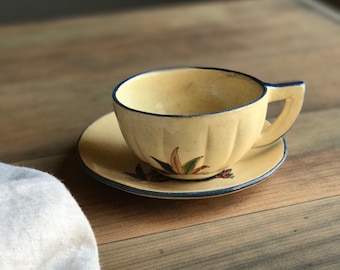 Vintage Mexican Stoneware Teacup and Saucer