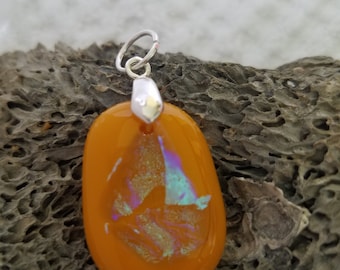 Orange Marmalade Dichroic Glass Pendant