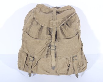 Vintage Canvas Military Backpack, Army Green Rucksack, Expedition Canvas Backpack, Army Canvas Rucksack, Travel Bag, Tourist Vintage Bag